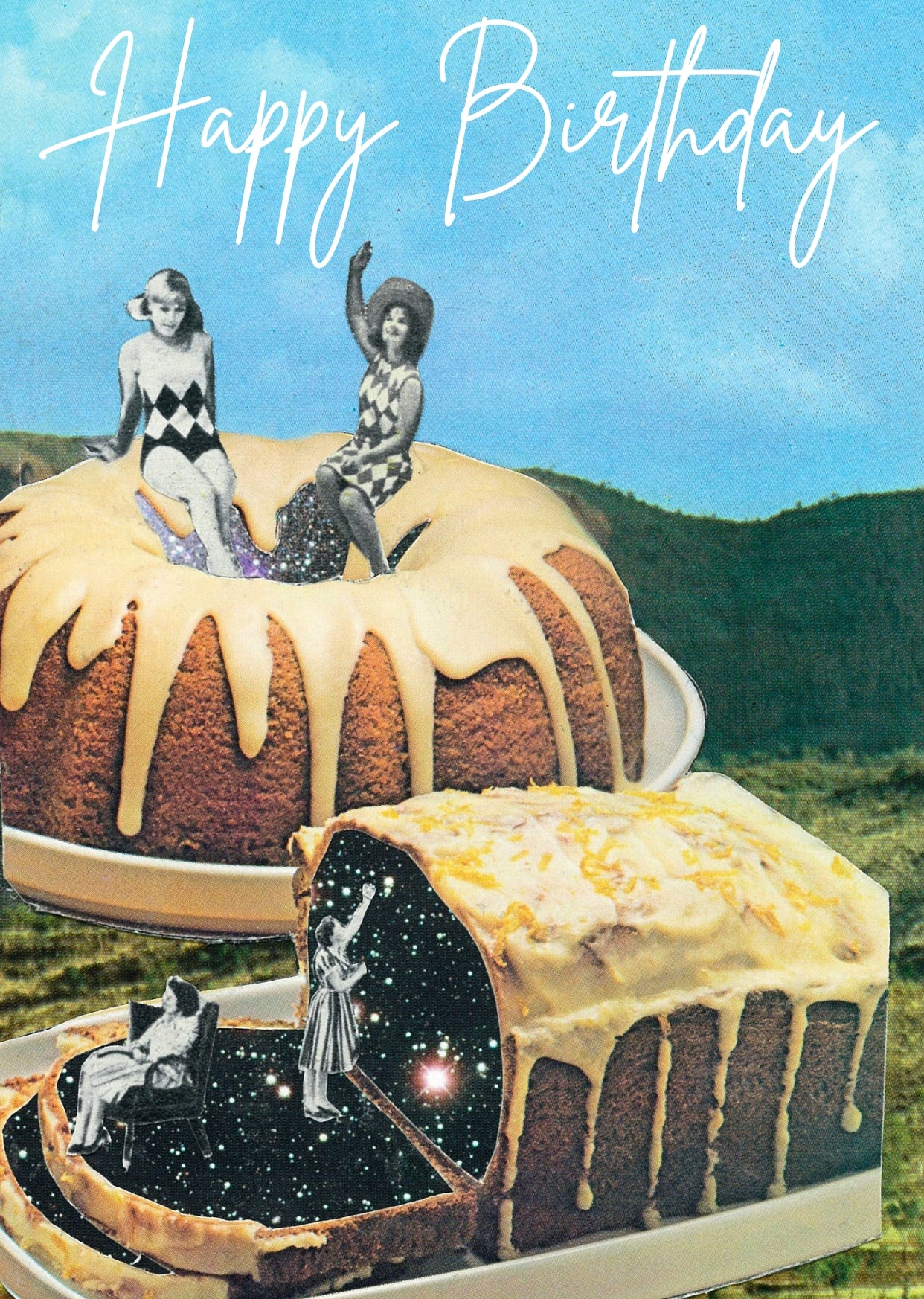 Birthday Space Cake - Greeting Card