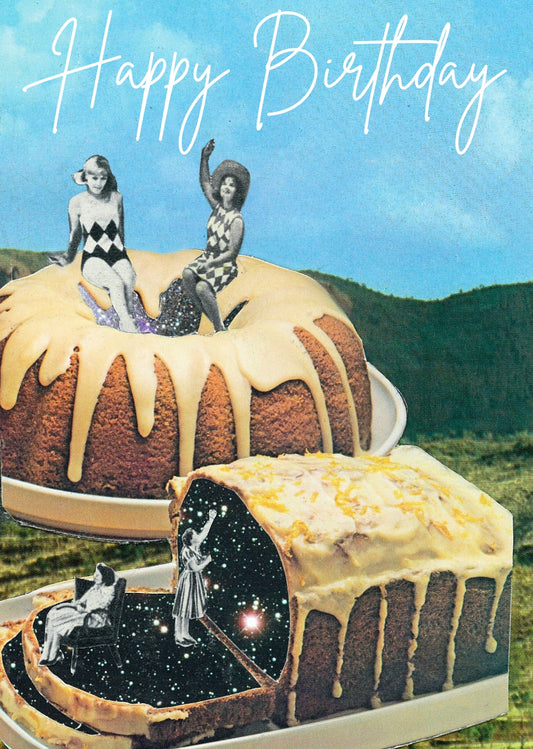 Birthday Space Cake - Greeting Card