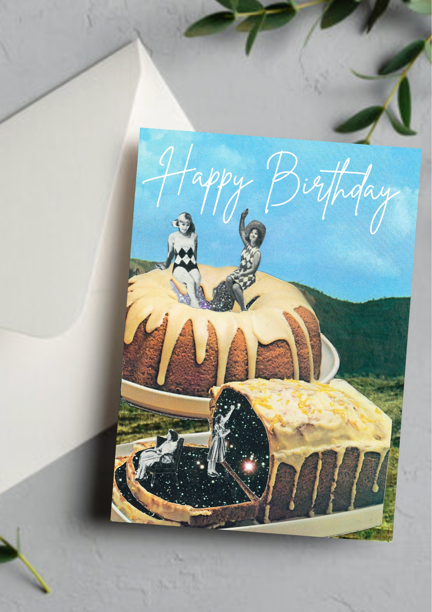 Birthday Space Cake - Greeting Card